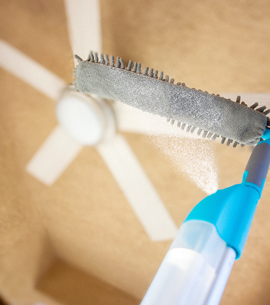 Patented Ceiling Fan Cleaner with Detachable Dustpan and Upward Spray System. Wet/ Dry Mop, Duster. FREE SHIPPING! Click for more info!
