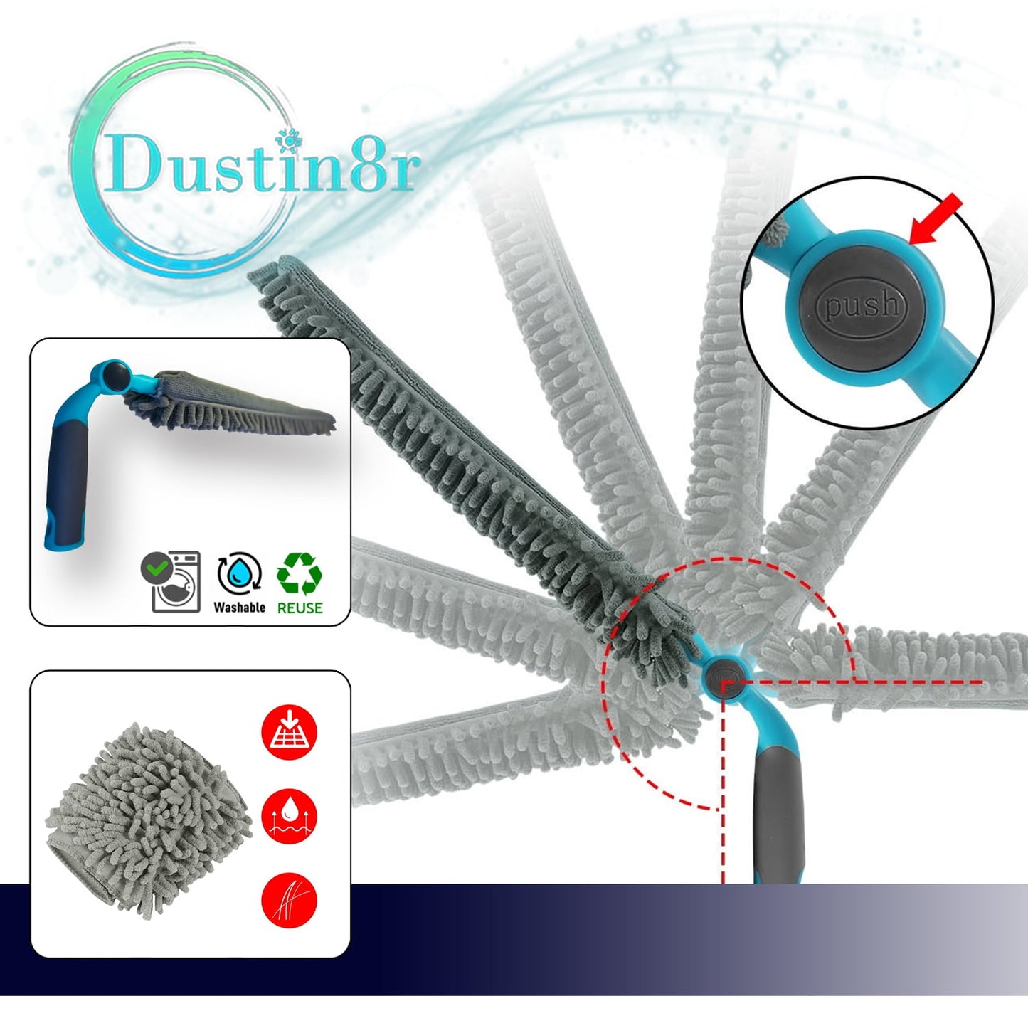Patented Ceiling Fan Cleaner with Detachable Dustpan and Upward Spray System. Wet/ Dry Mop, Duster. FREE SHIPPING! Click for more info!